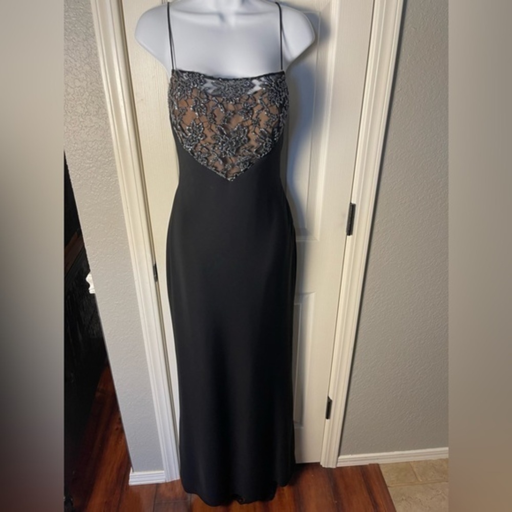 Jovani Long Sleeveless Black Formal Gown With Jewel Embellishments Size 8